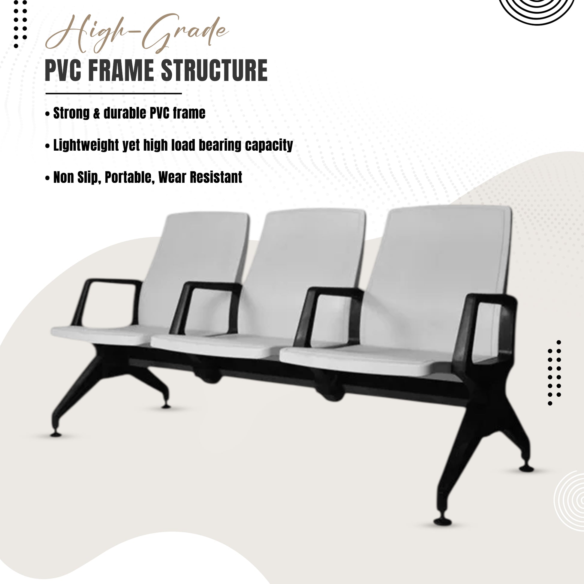 Waiting Chair Heavy, Multiseater, Airport (PVC)
